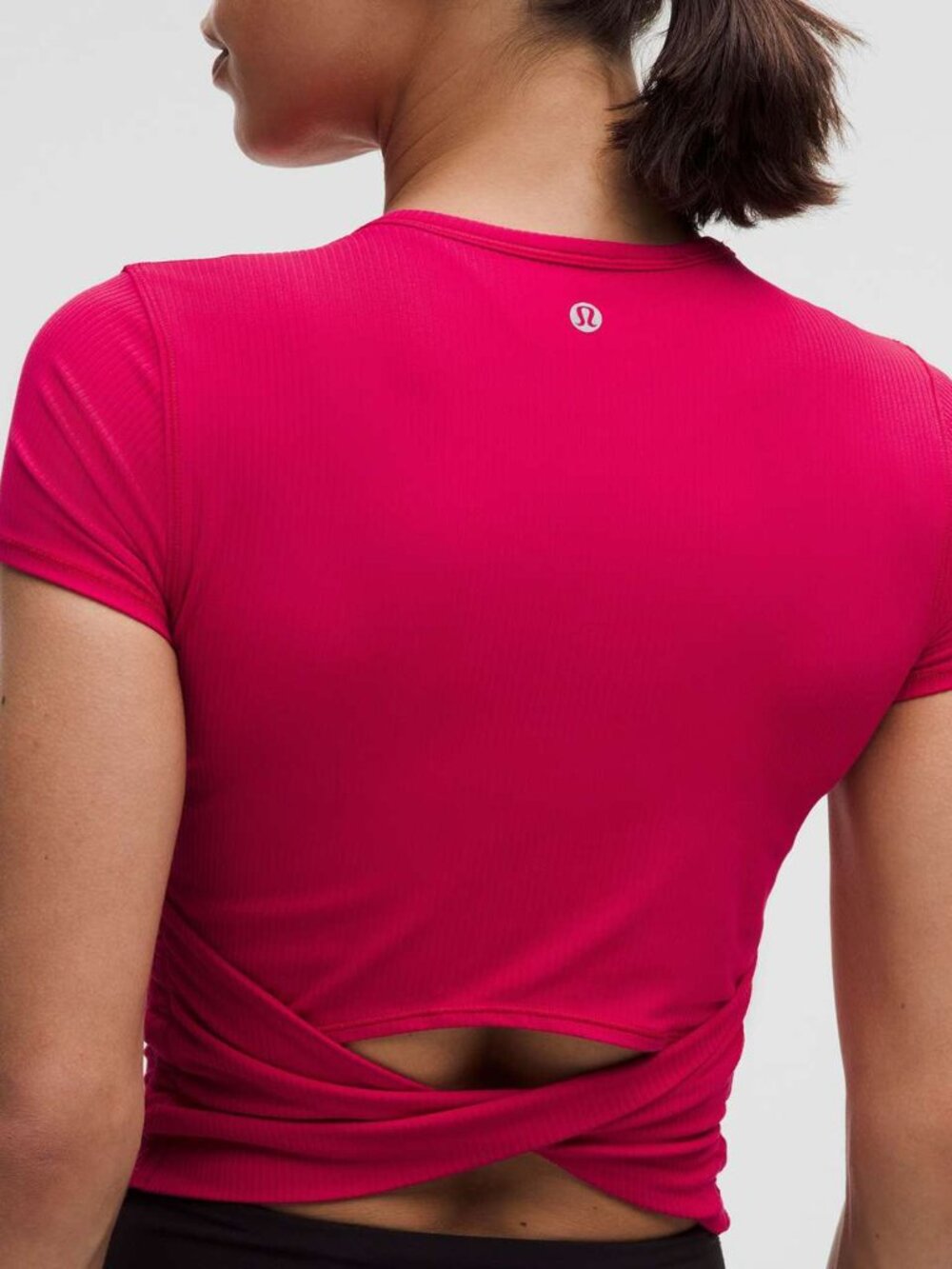 All It Takes Back-Twist Ribbed Short-Sleeve Shirt - Pink Dragonfruit